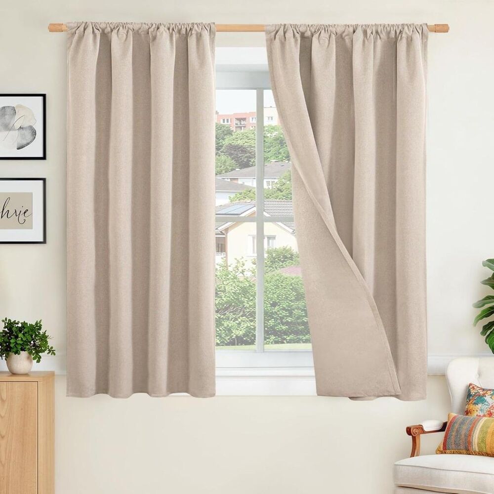 Brand New BGment Natural Linen 48-Inch Blackout Curtains – Set of 2